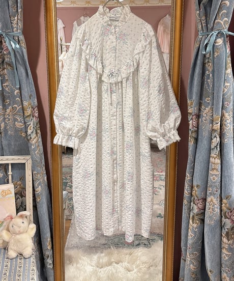 80s vintage pastel flower pattern dress