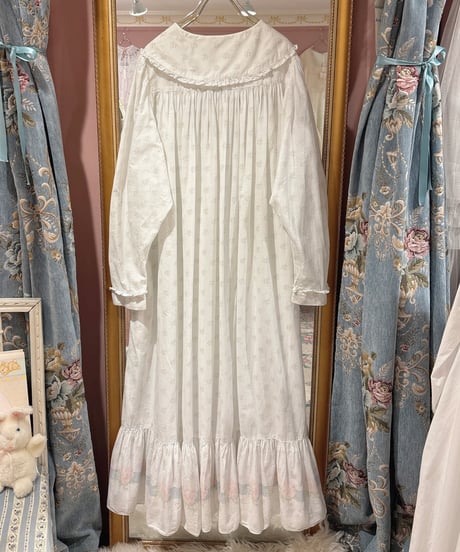 80s vintage sailor collar flower pattern dress