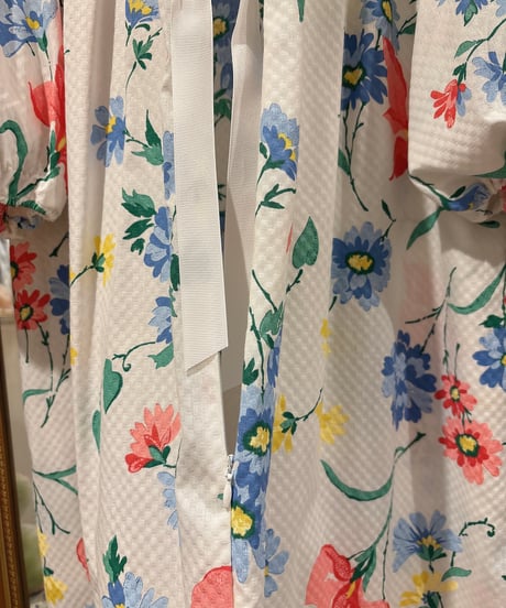 80s vintage flower pattern sailor collar dress