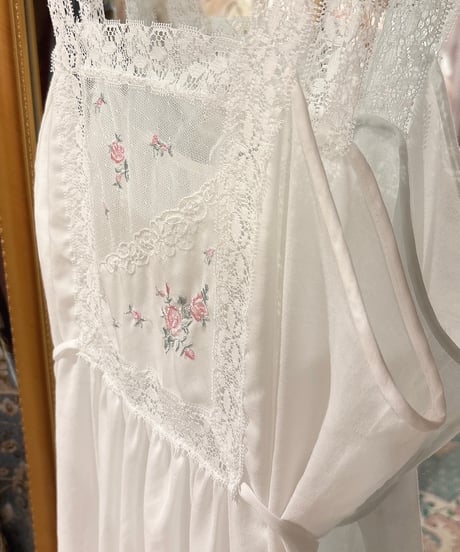80s vintage rose embroidered camisole dress