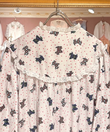 80s vintage plaid dog pattern dress