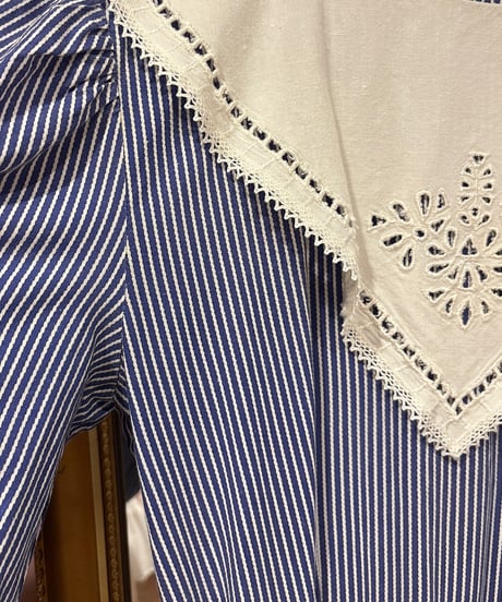 70s vintage lanz originals lace collar striped dress