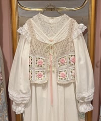 handmade flower motif bustier tops