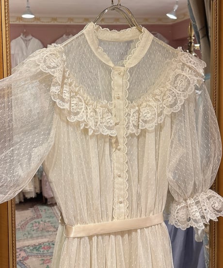 70s vintage tulle lace dress