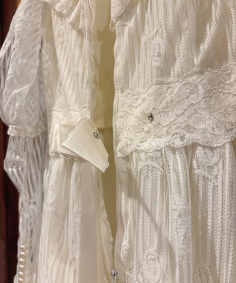 70s vintage romantic rose lace dress
