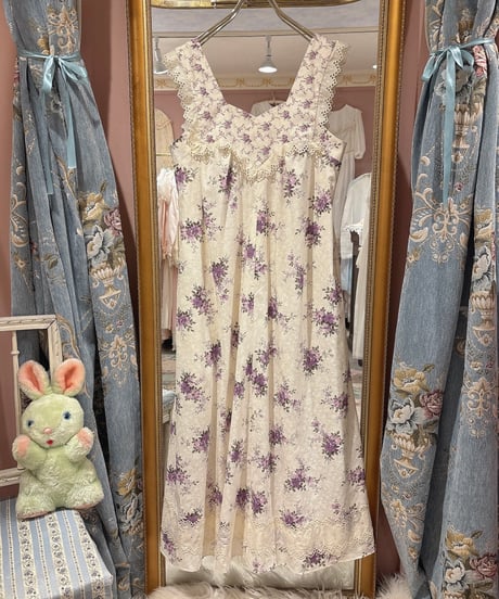 70s vintage flower pattern no sleeve dress