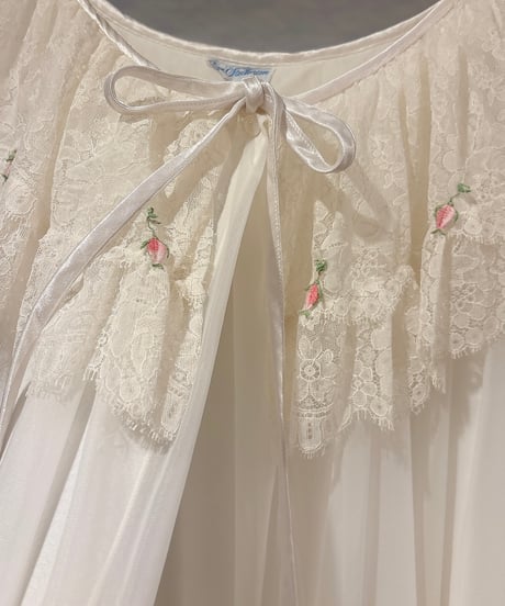 60s vintage big lace collar no sleeve gown dress