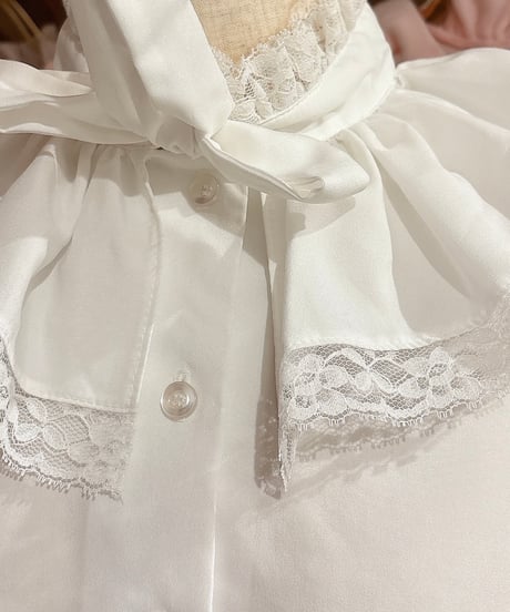 80s vintage lace ruffle collar blouse