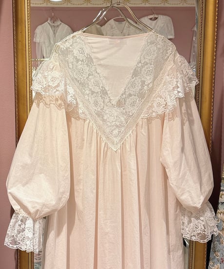 70s vintage lace baby pink dress