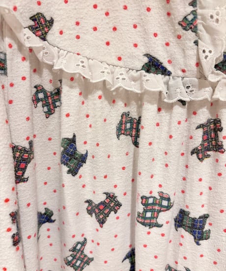 80s vintage plaid dog pattern dress