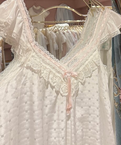 70s vintage ribbon lace-up satin dress