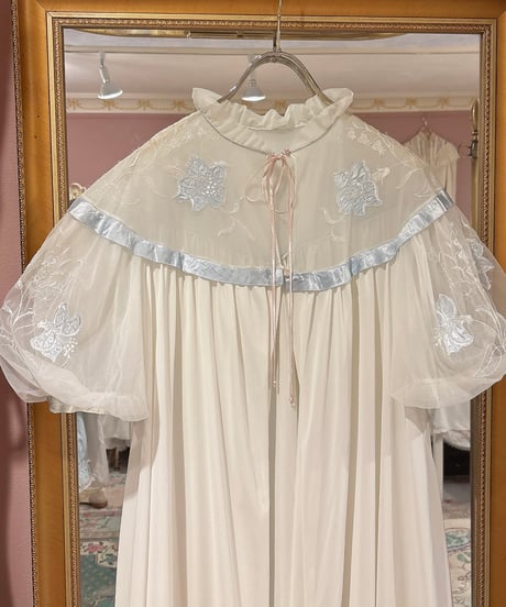 60s vintage flower embroidered gown dress