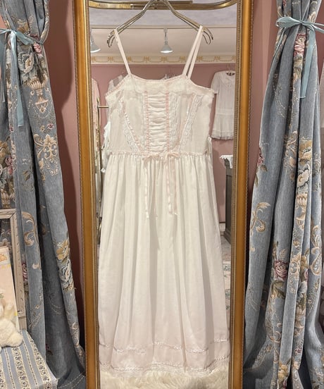 GUNNE SAX vintage pink satin ribbon camisole dress