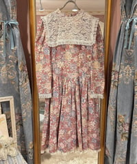 70s vintage lace sailor collar flower dress