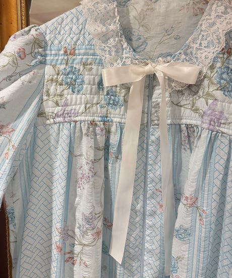 80s vintage lace collar flowerpattern dress