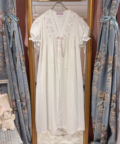 80s vintage rose embroidered gown dress