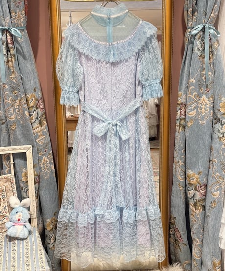 70s vintage right blue lace dress