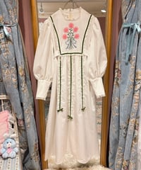 70s vintage lace flower embroidered dress