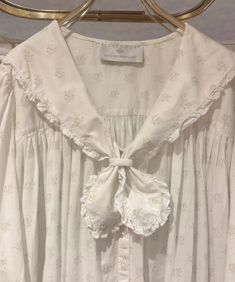 80s vintage sailor collar flower pattern dress