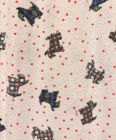 80s vintage plaid dog pattern dress