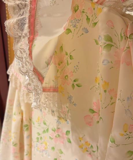 60s vintage big collar floral dress