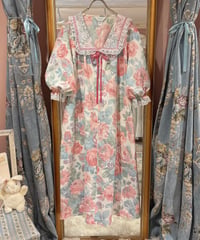 80s vintage lace collar flower pattern dress