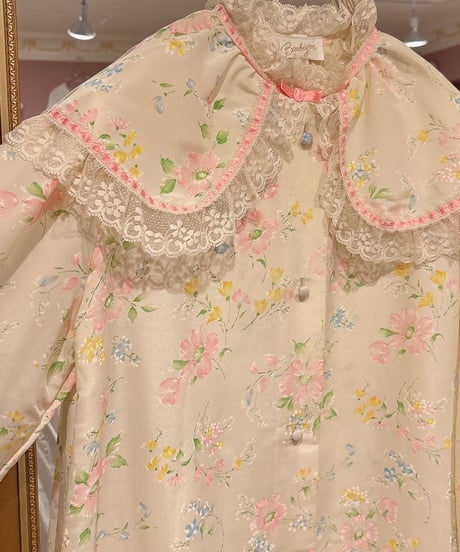 60s vintage big collar floral dress