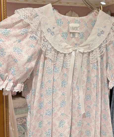 80s vintage lace collar flower pattern dress