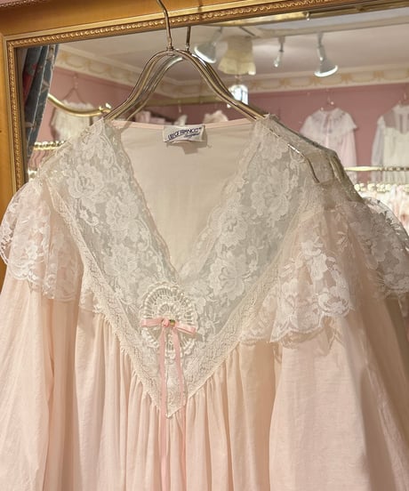 70s vintage lace baby pink dress