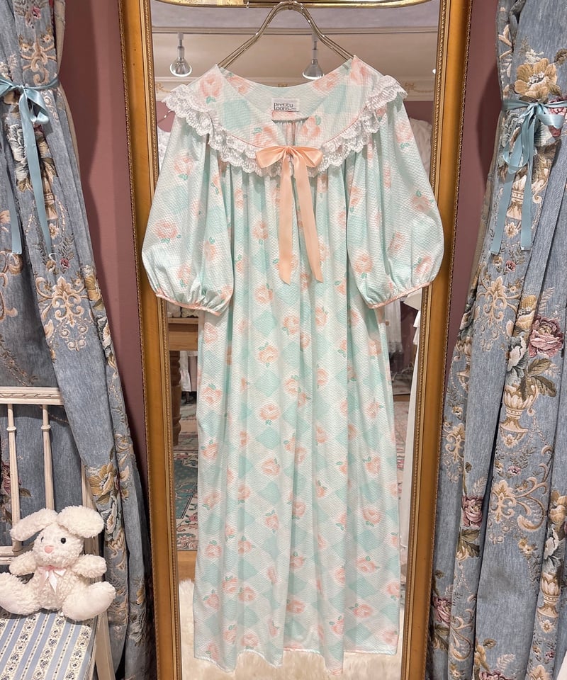 hardys古着屋vintageネグリジェ花柄半袖シャツワンピース hardys 古着