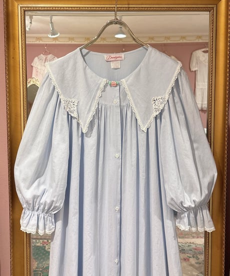 80s vintage big lace collar dress