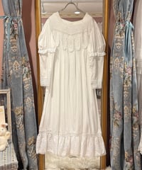 70s vintage lace white cotton dress