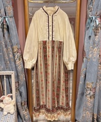 70s vintage flower pattern lace dress