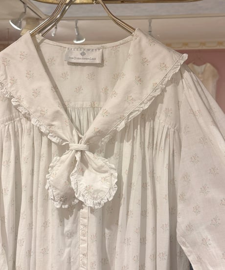 80s vintage sailor collar flower pattern dress