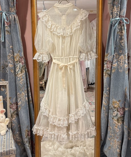 70s vintage tulle lace dress