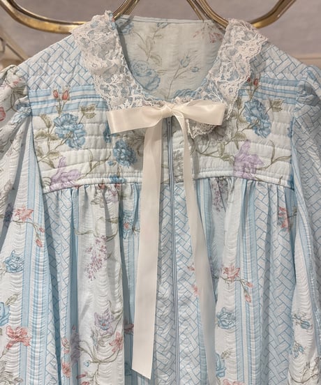 80s vintage lace collar flowerpattern dress