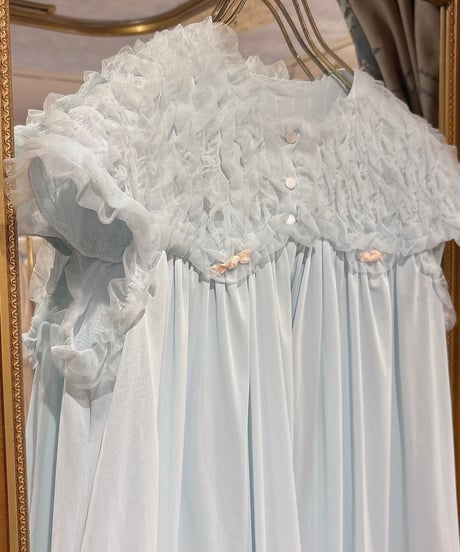 60s vintage no sleeve frill gown dress