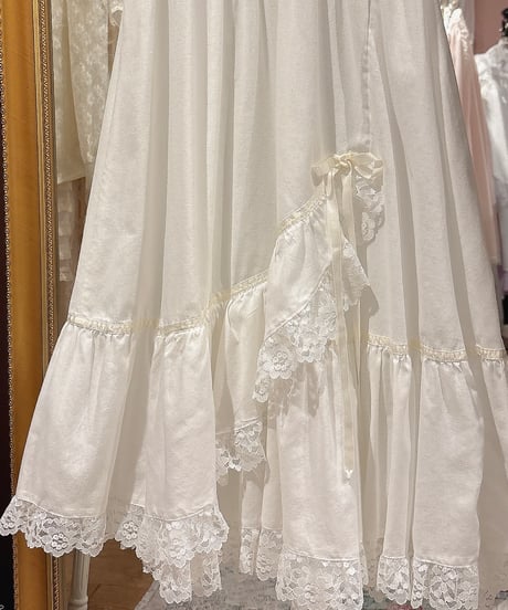 70s vintage satin ribbon lace dress