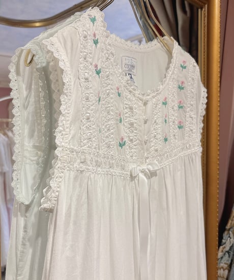 80s vintage pink flower embroidered no sleeve dress