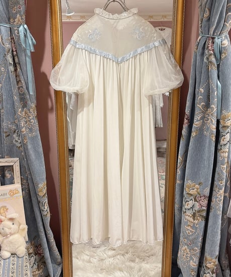 60s vintage flower embroidered gown dress