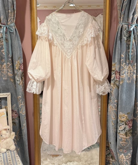 70s vintage lace baby pink dress
