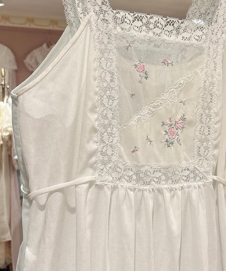 80s vintage rose embroidered camisole dress