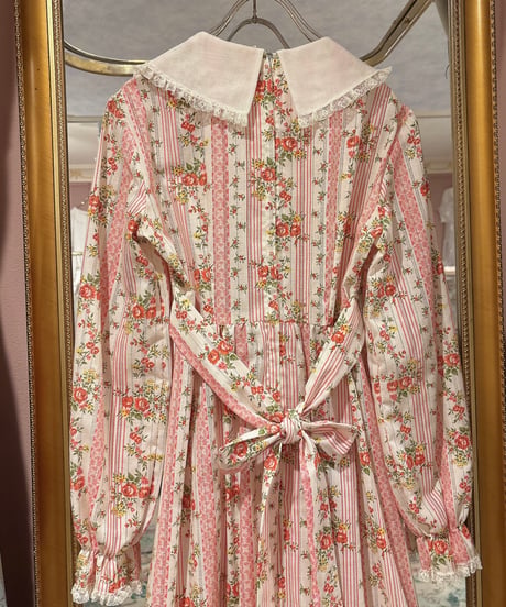 70s vintage lace collar flower pattern dress