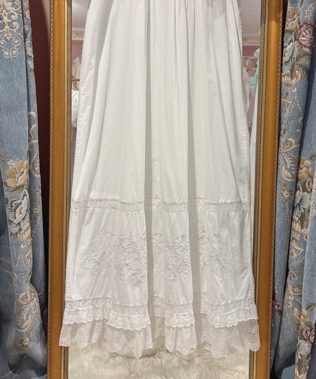 70s vintage flower embroidered white dress
