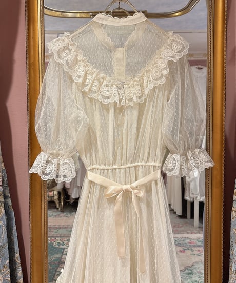 70s vintage tulle lace dress
