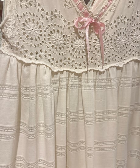 60s vintage satin ribbon no sleeve lace dress