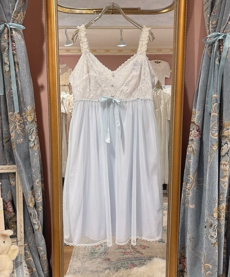 60s vintage chiffon×lace no sleeve dress