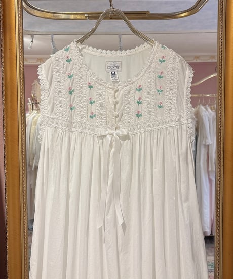 80s vintage pink flower embroidered no sleeve dress