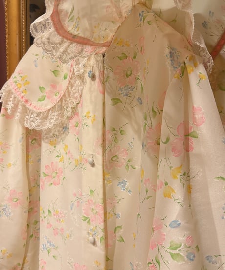 60s vintage big collar floral dress