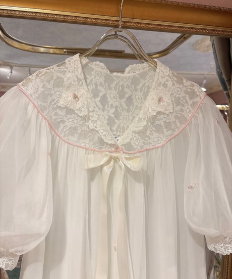 60s vintage flower embroidered chiffon gown dress